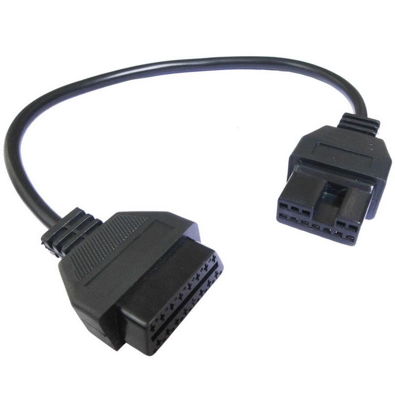 12pin OBD2 Connector Adapter for Mitsubishi Auto Diagnostic Tool-Black Head