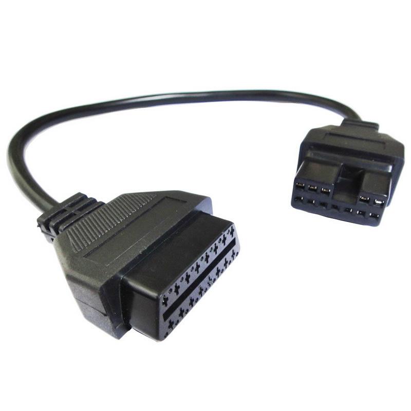 Conector obd2 de 12 Pines para herramientas de diagnóstico automotriz Mitsubishi - cabeza negra