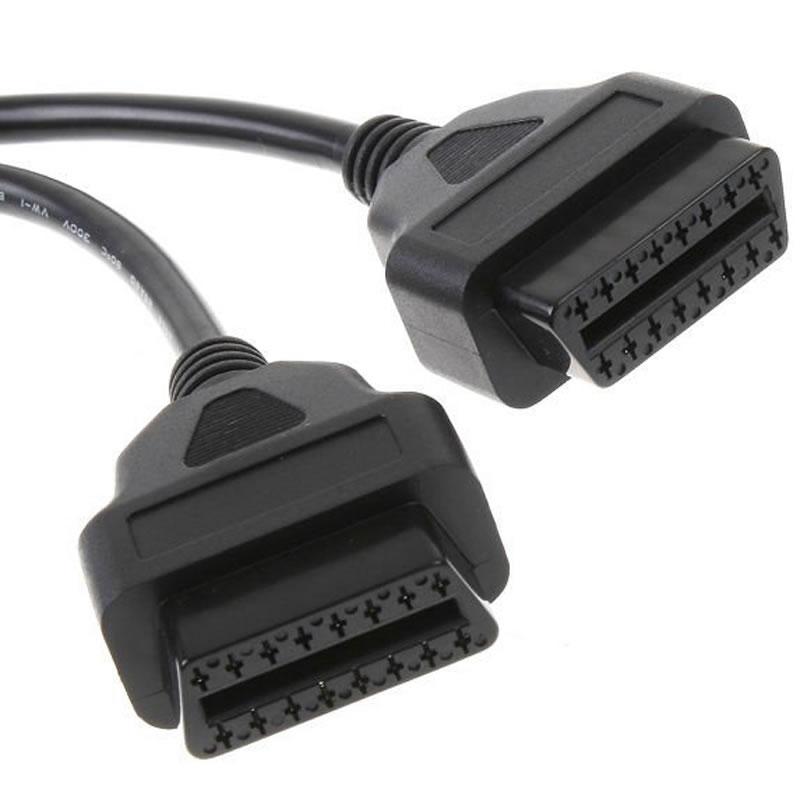 Conector de cable de extensión de 16 Pines obd2 OBDII conector de cable de extensión 1 cable masculino a 2 cable y de doble madre 30cm