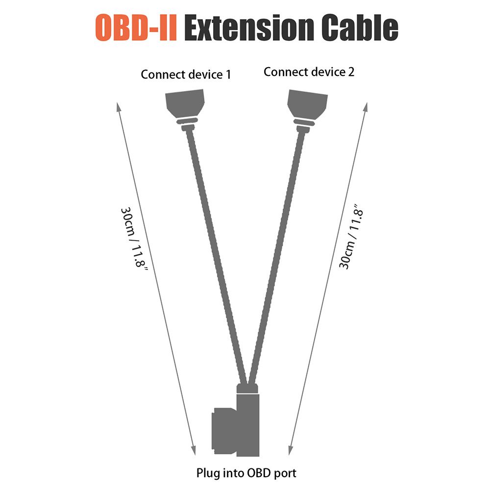 1ft 30cm obd2 cable de desviación de ángulo recto de 16 agujas hilo exterior a 2 hilo interior cable de extensión de desviación y