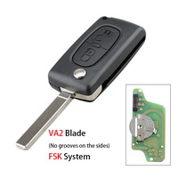 2 Buttons Auto Car Remote Key Fob ID46 Chip For Peugeot 207 307 308 407 807 433MHz VA2 Blade CE0536