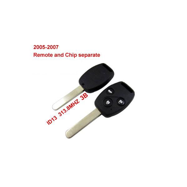 Tecla de control remoto 3 botón y chip separado id: 13 (313.8mhz) para honda 2005 - 2007