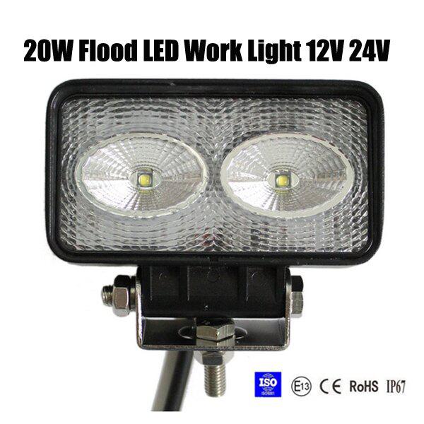 20W Flood LED Work Light OffRoad Jeep Boat Truck IP67 12V 24V