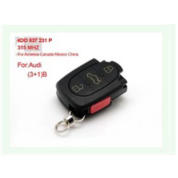 3 + 1 Remote 4do 837 231 P 315 MHz para Estados Unidos Canadá México China para Audi