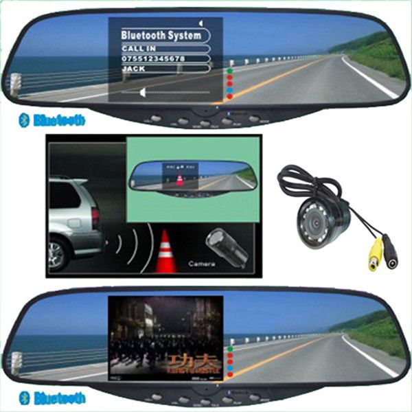 Kit de manos libres Bluetooth TFT de 3,5 pulgadas - espejo retrovisor de manos libres Bluetooth estéreo