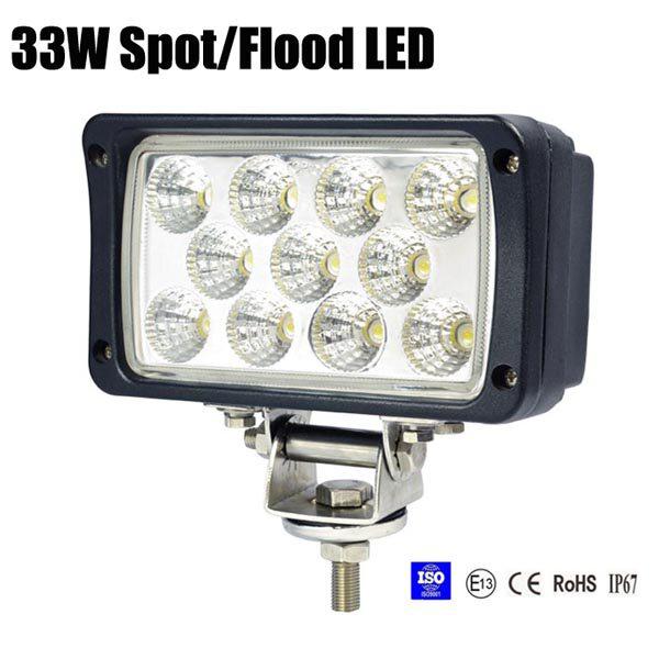 33W Spot/Flood LED Work Light OffRoad Jeep Boat Truck IP67 12V 24V White