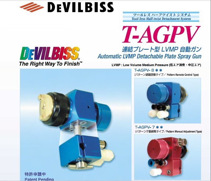 DEVILBISS T-AGPV auto LVMP Detachable Plate Spray Gun