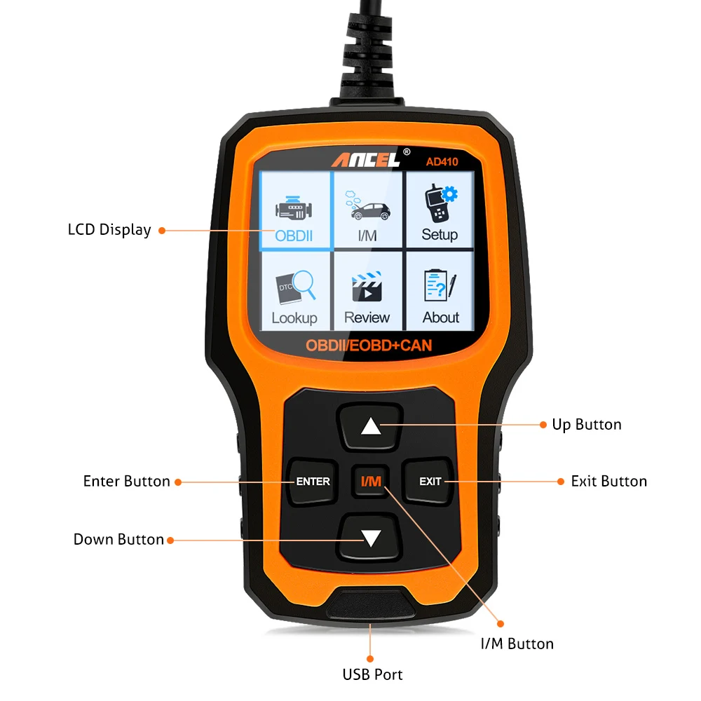 Ancel AD410 OBD2 스캐너 자동차 진단 도구 ODB2 부호 독자는 오류 부호를 다 언어 엔진 OBD 2 스캐너를 삭제합니다