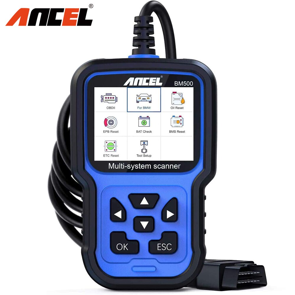 Escáneres Ancel bm500 obd2 todo el sistema herramienta de diagnóstico automotriz motor ABS SRS SAS EPB etc BMS PCM aceite restablece escáneres automotrices BMW