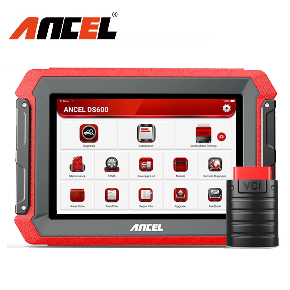 Ancel ds600 escáneres automotrices codificación profesional ECU DPF tpms immo AF ajuste obd2 herramienta de diagnóstico de control bidireccional