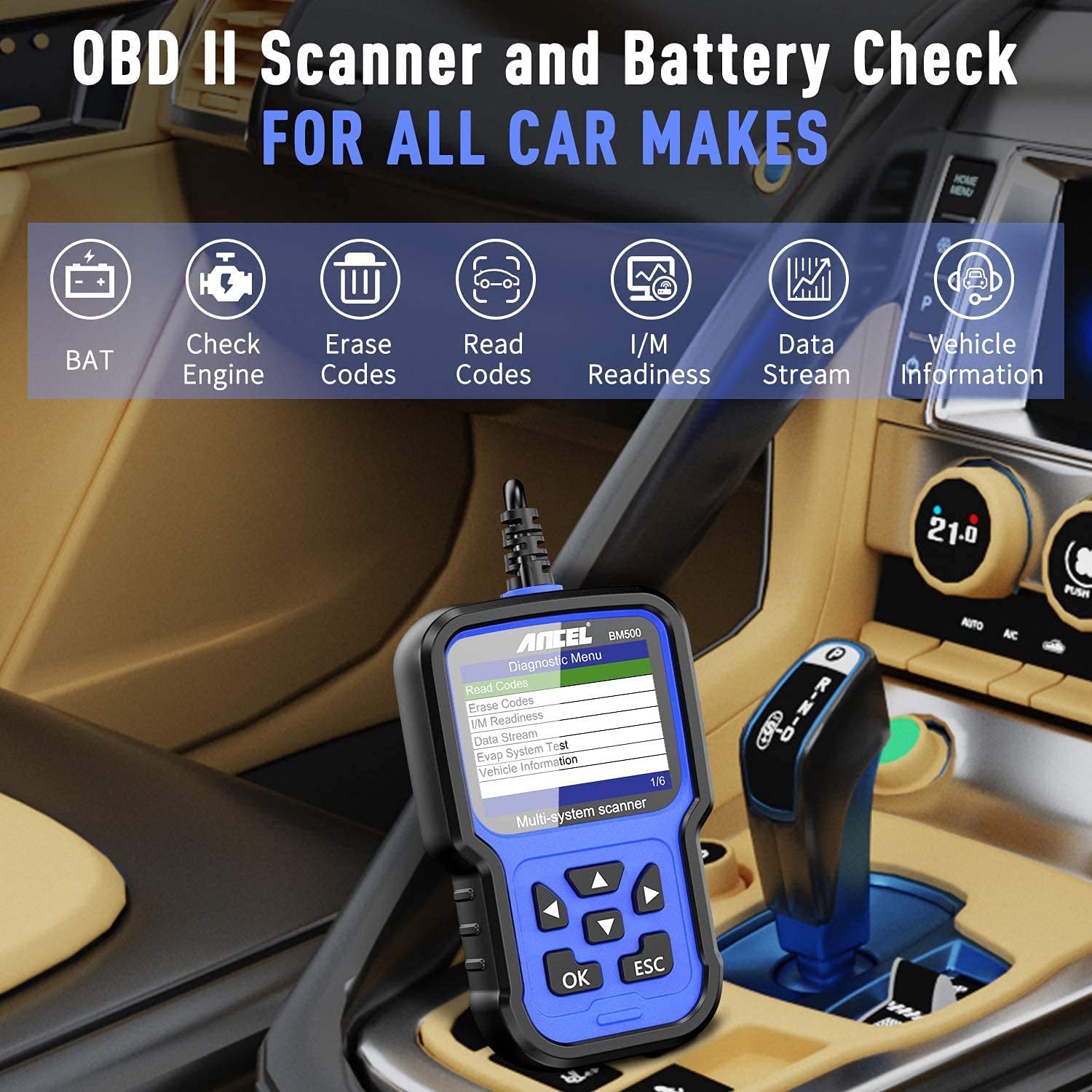 Herramienta de diagnóstico para todo el sistema Ancel bm700 escaneo obd2 Código del inyector EPB SAS airbag aceite ABS restablece el Lector de Código del automóvil BMW