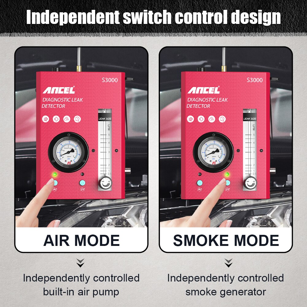 Diagnóstico automático del sistema de tuberías del localizador de fugas de la máquina del medidor de humo de escape del detector de fugas de humo automotriz actualizado Ancel s3000