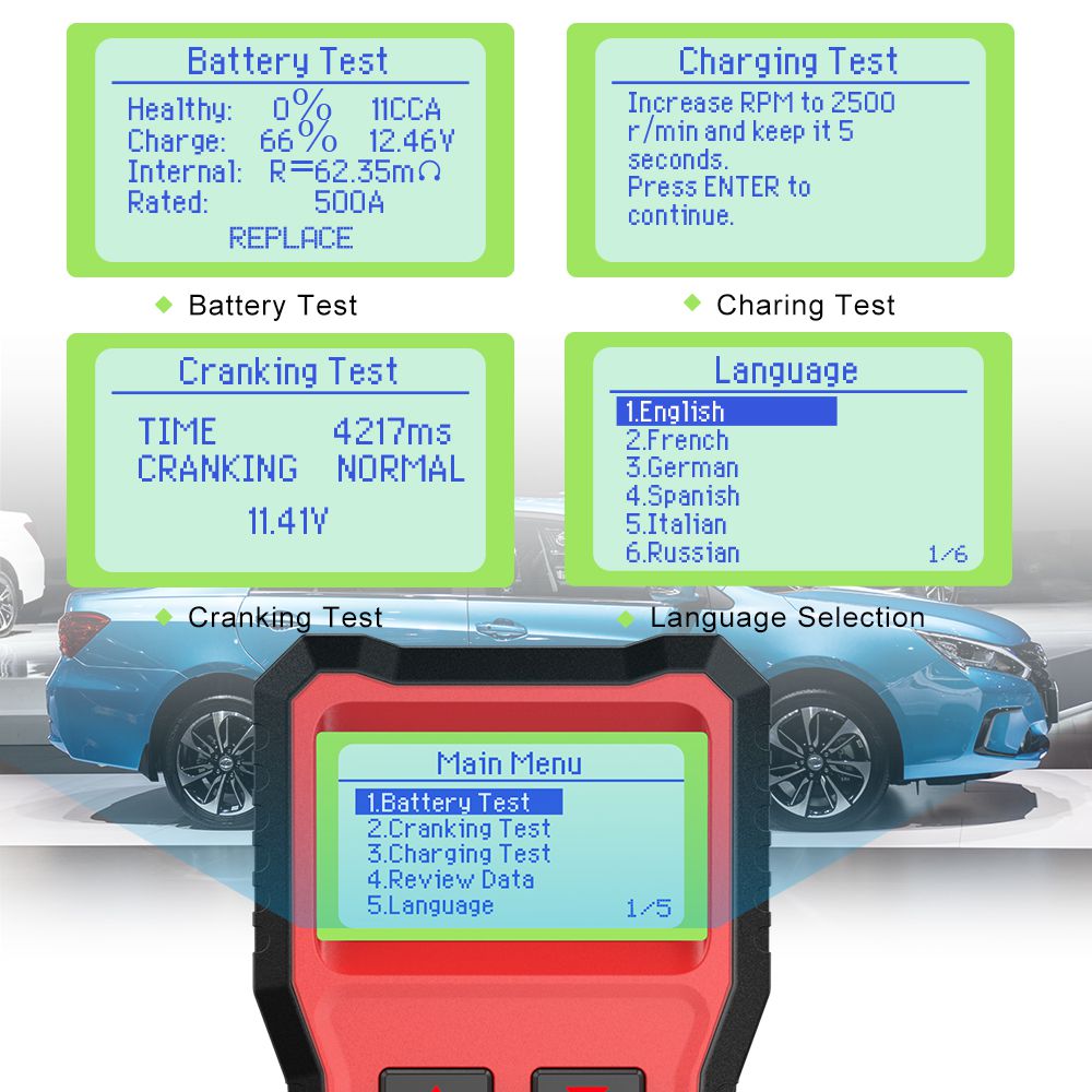 ANCEL BST100 Car Battery Charger Tester Analyzer 12V 2000CCA Voltage Battery Test Car Charging Circut load Tester Tools PK KW600