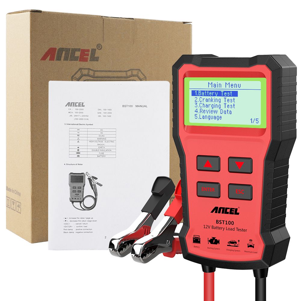 ANCEL BST100 Car Battery Charger Tester Analyzer 12V 2000CCA Voltage Battery Test Car Charging Circut load Tester Tools PK KW600