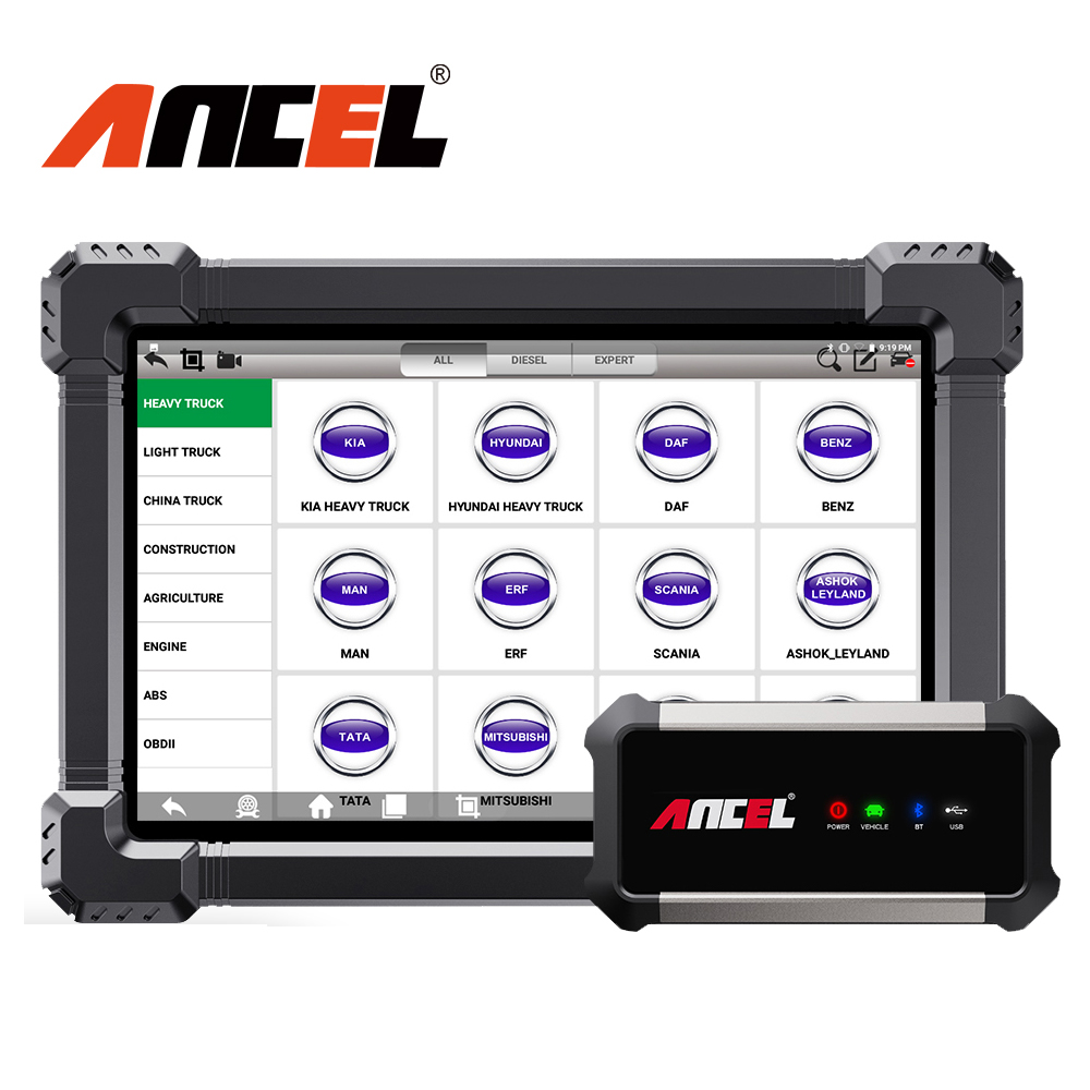 ANCEL X7 HD Heavy Duty Truck Diagnostic Tool Professional Full System 12V 24V Oil DPF Regen ECU Reset OBD2 Truck Scanner