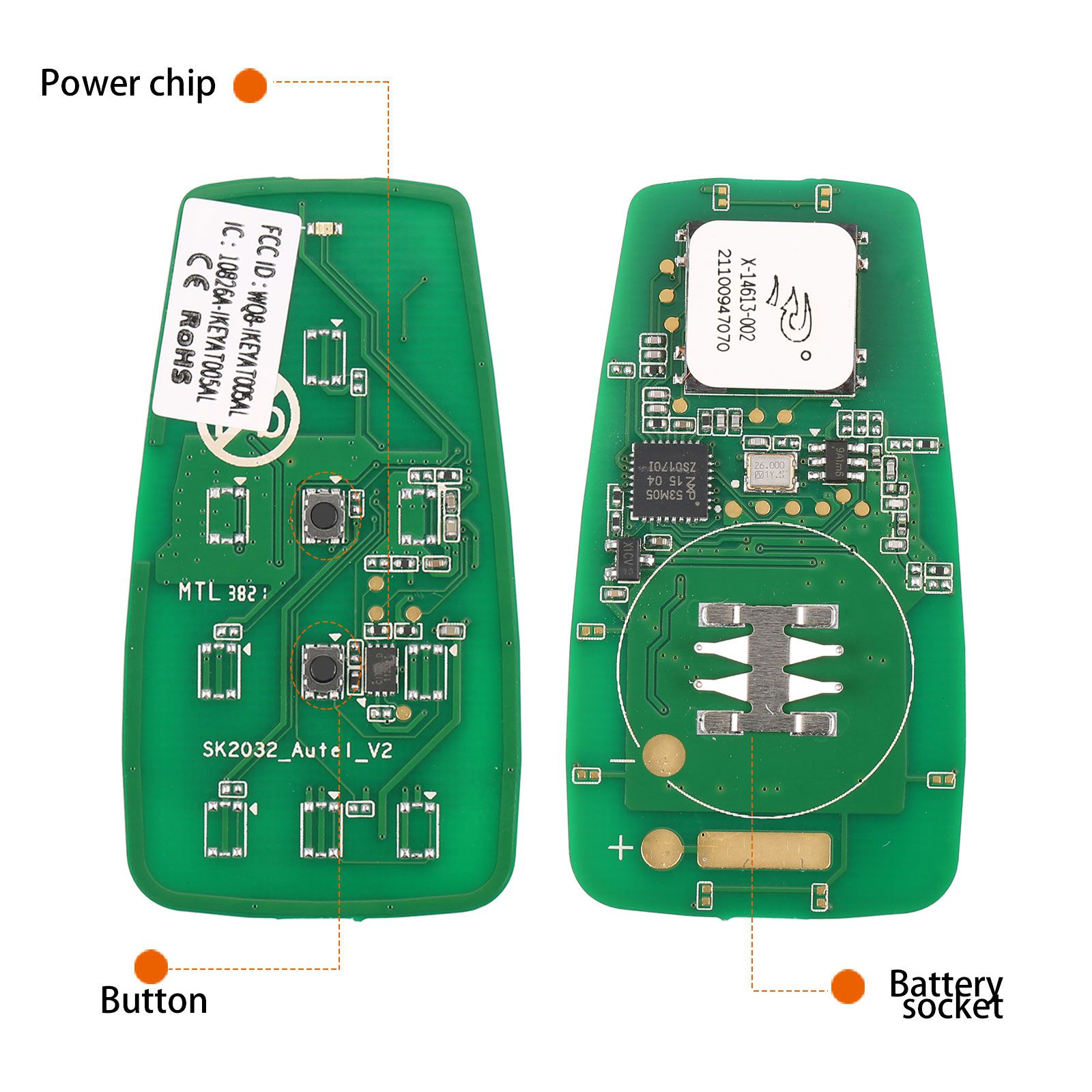 Autel ikeyat002al 2 botón llave inteligente universal independiente 5 piezas / lote