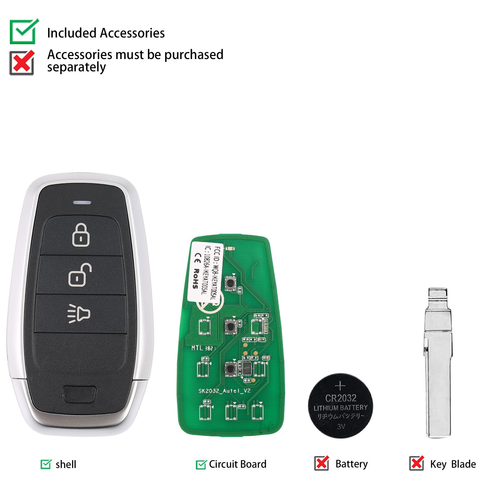 Autel ikeyat003al 3 botones clave inteligente universal independiente 5 piezas / lote