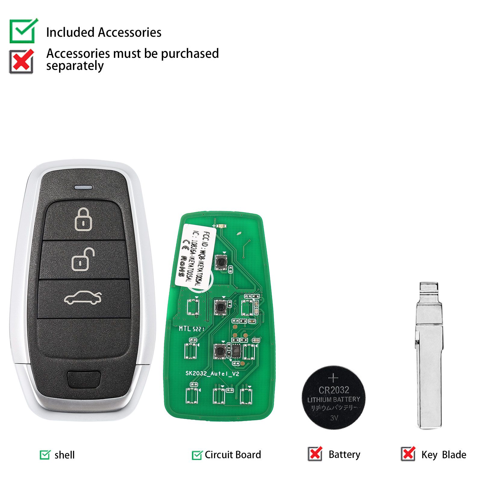 Autel ikeyat003bl 3 botones clave inteligente universal independiente 5 piezas / lote