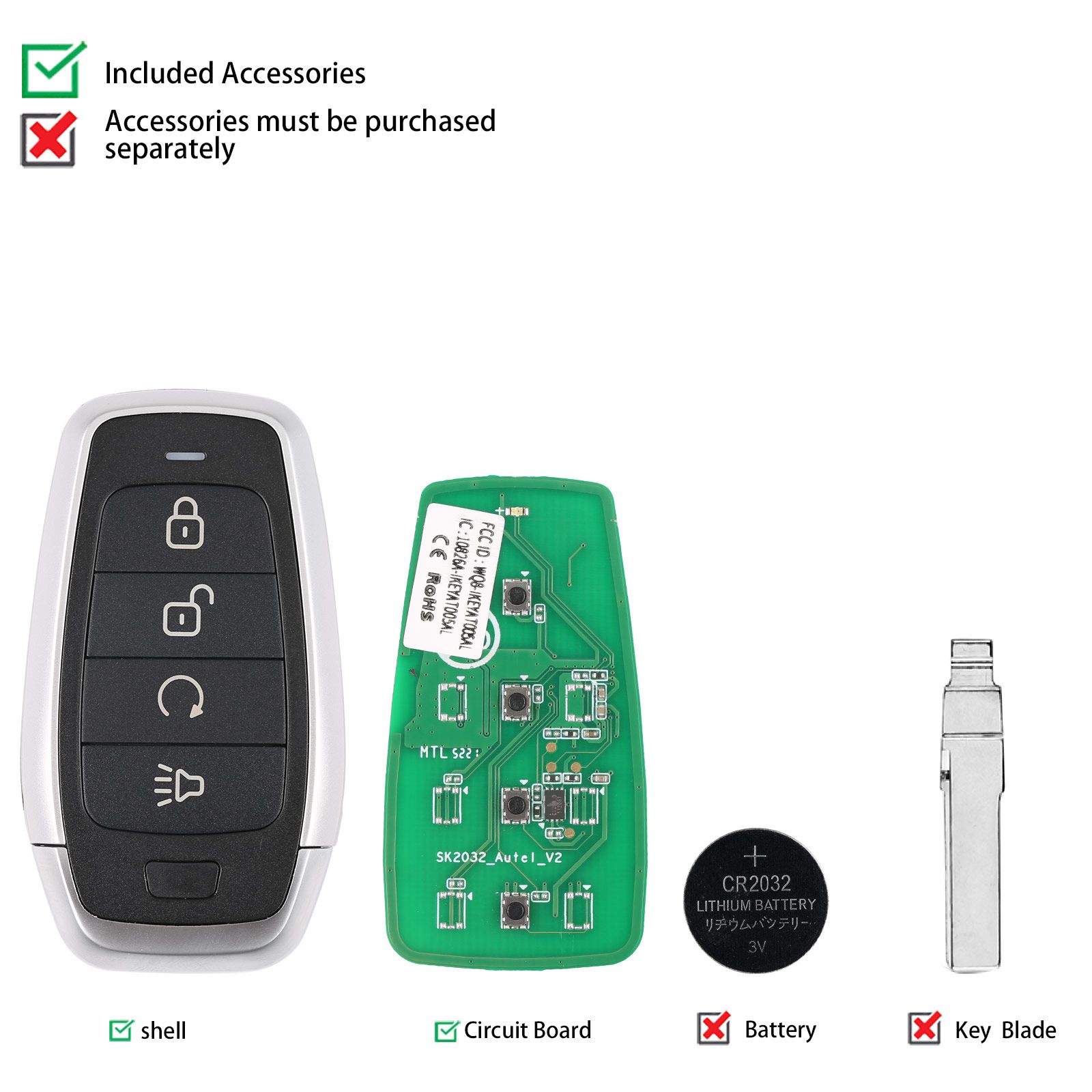 Autel ikeyat004bl 4 botones clave inteligente universal independiente 5 piezas / lote