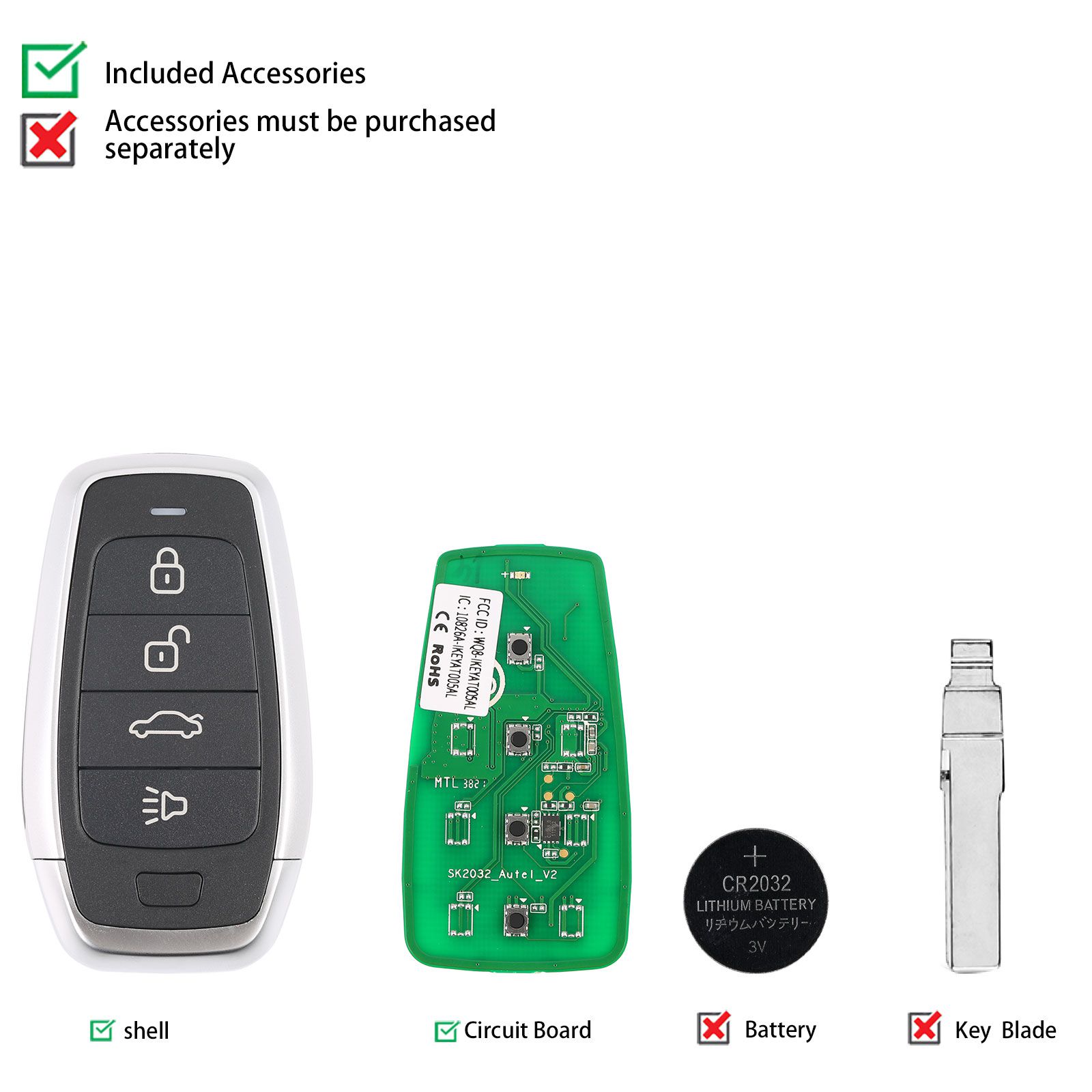 Autel ikeyat004cl4 botones clave inteligente universal independiente 5 piezas / lote