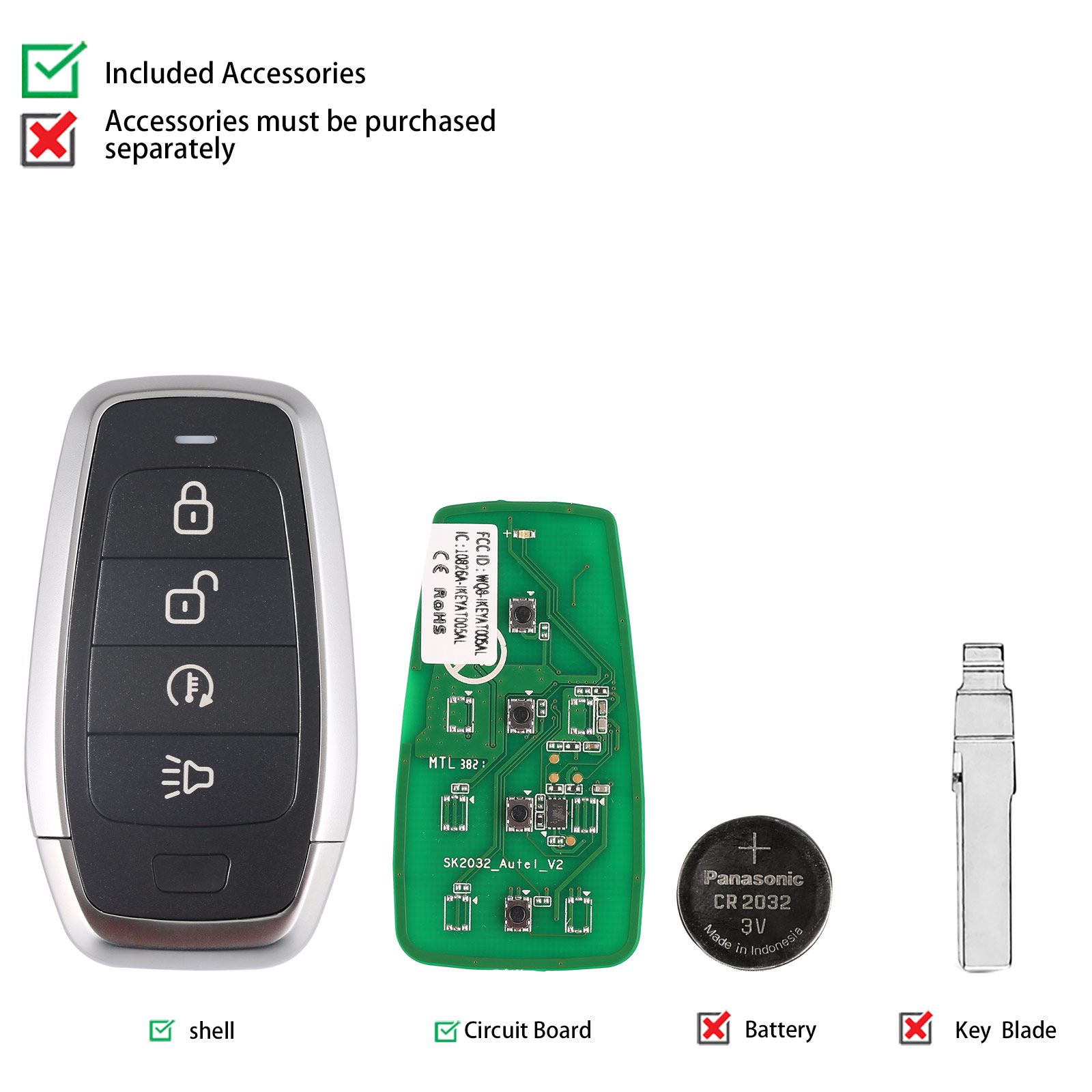 Autel ikeyat004dl 4 botones clave inteligente universal independiente 5 / lote