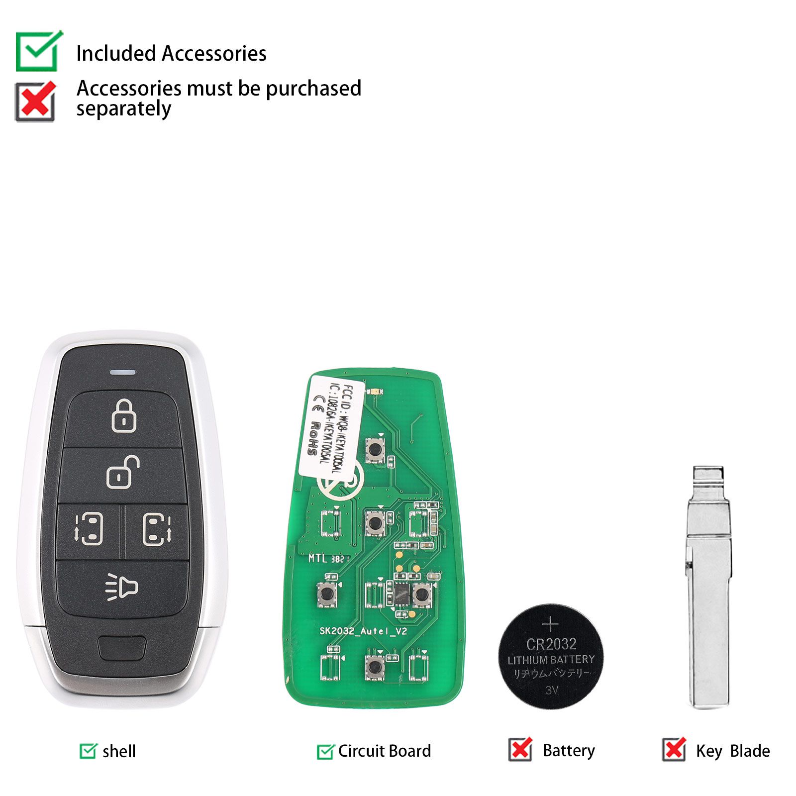 Autel ikeyat005cl5 botones clave inteligente universal independiente 5 piezas / lote