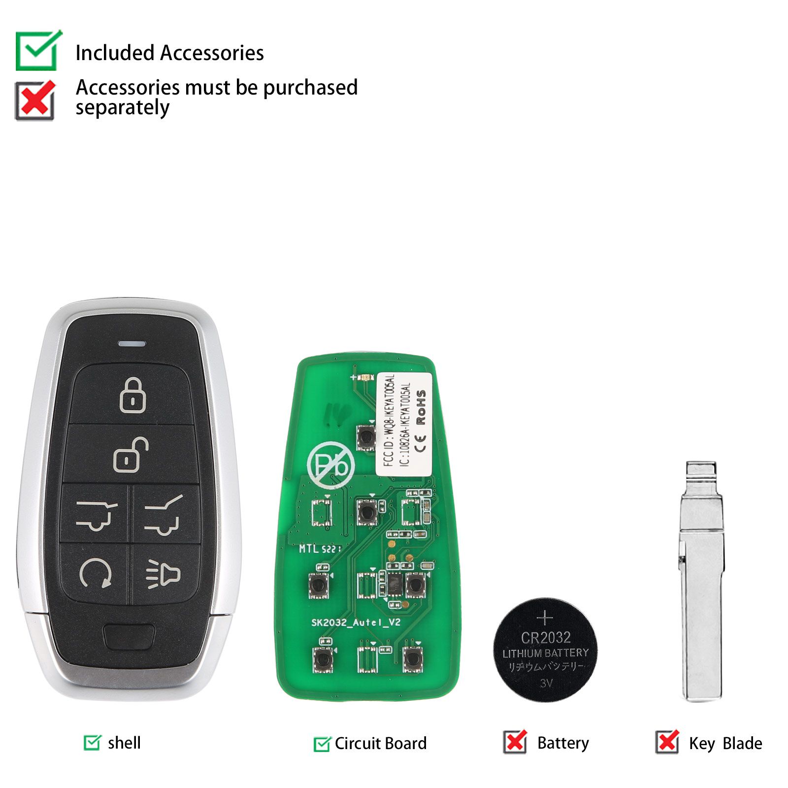 Autel ikeyat006el 6 botones clave inteligente universal independiente 5 piezas / lote