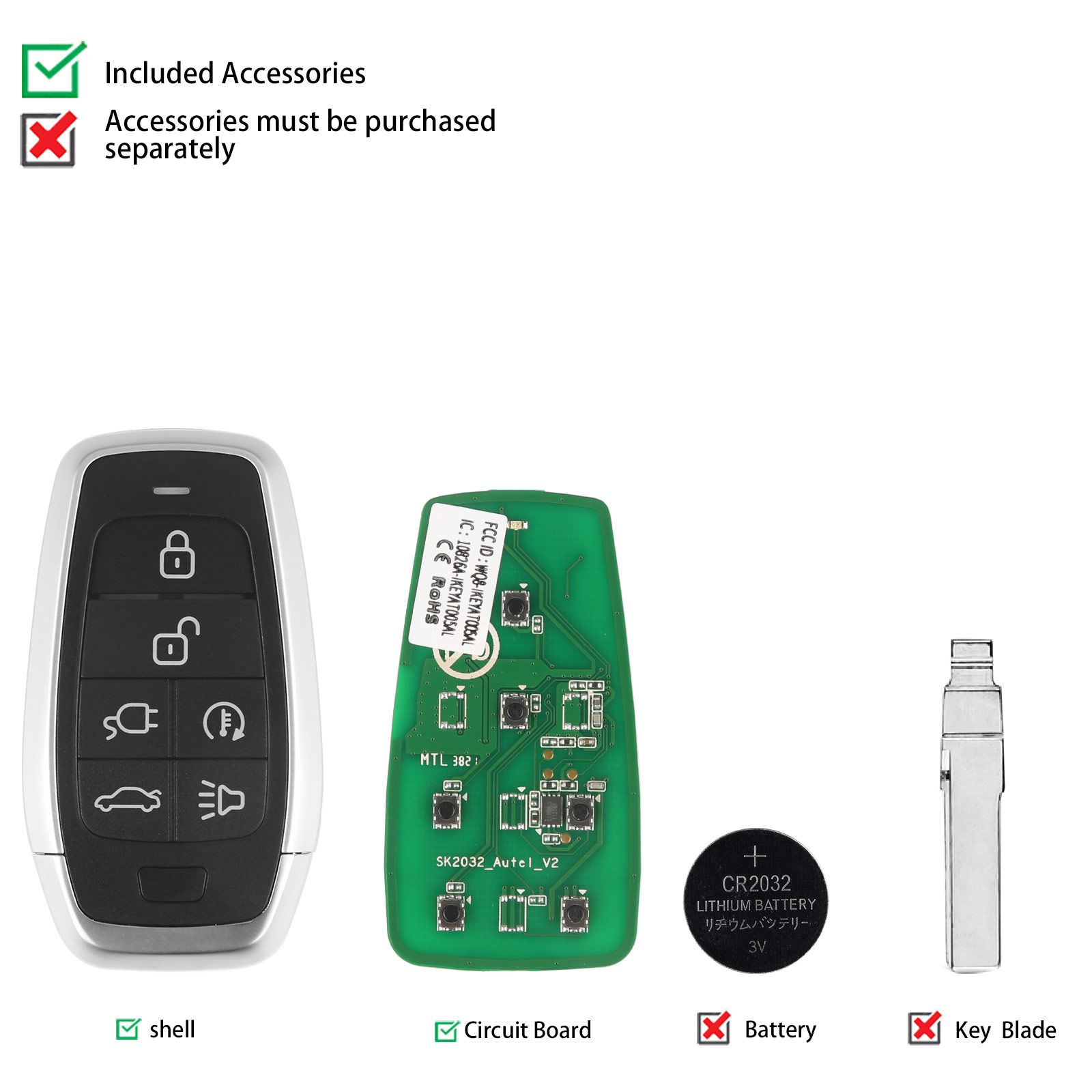 AUTEL IKEYAT006FL 6 Buttons Independent Universal Smart Key 5pcs/lot