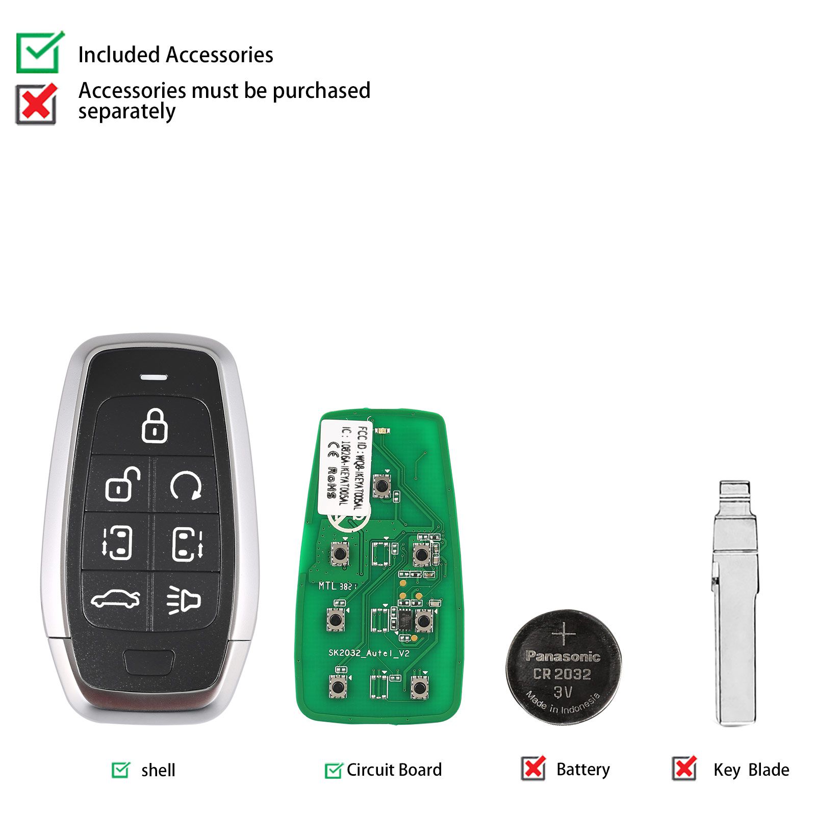 Autel ikeyat007al 7 botones clave inteligente universal independiente 5 piezas / lote