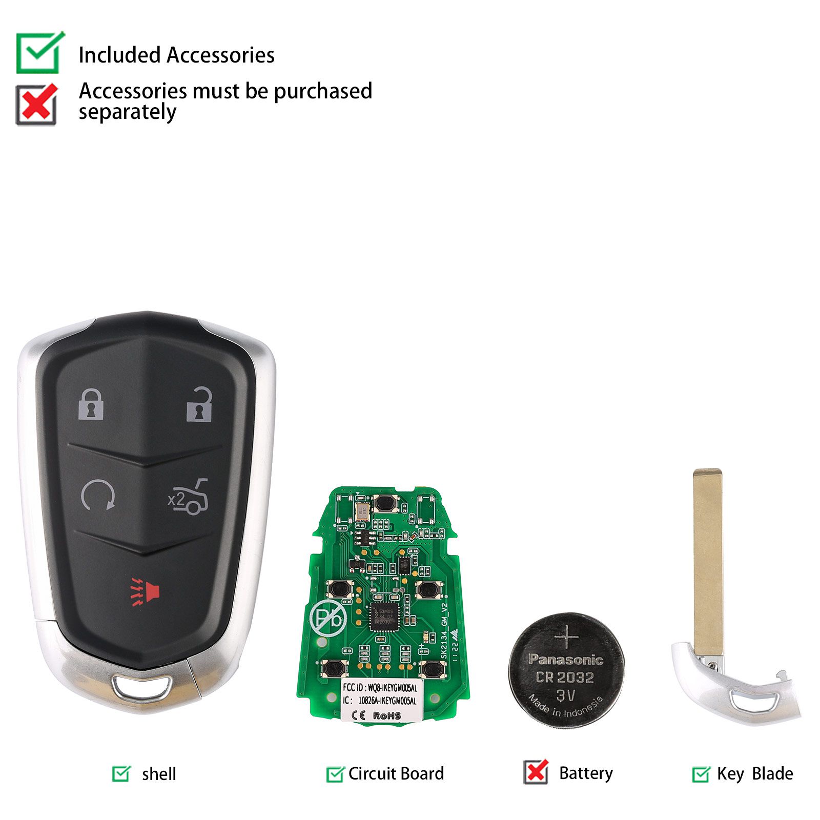 Autel ikeygm005al GM Cadillac 5 botones llave inteligente universal 5 piezas / lote