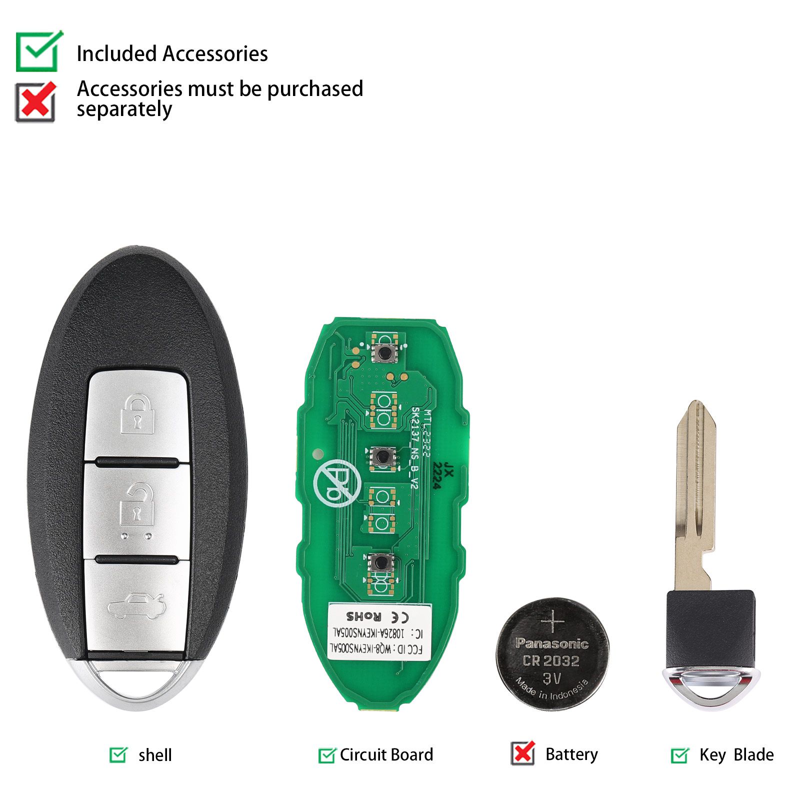 Autel ikeyns004al Nissan 3 botones llave inteligente universal 5 piezas / lote