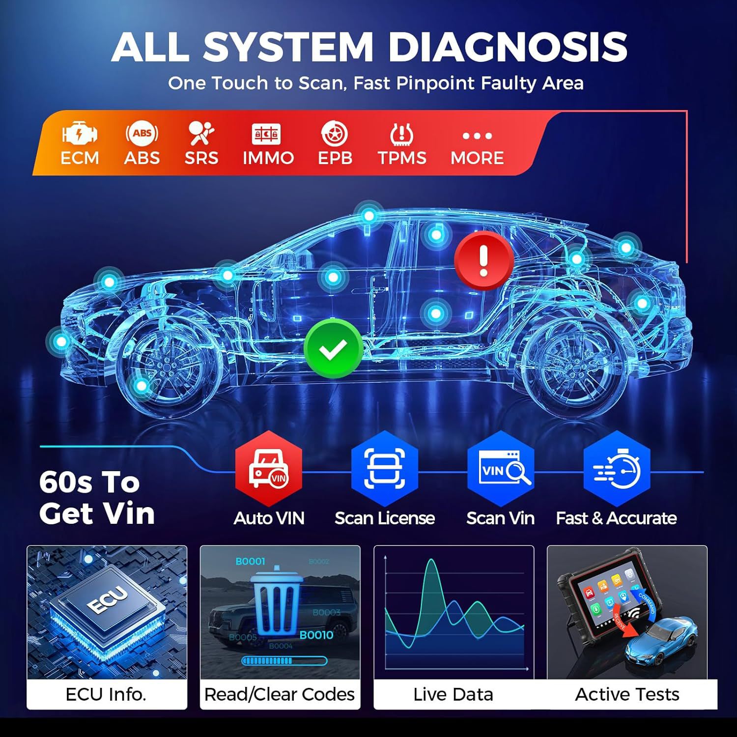 2024 Autel MaxiCOM MK900 Scanner CAN-FD & DoIP FCA & Renault SGW Access 40+ Service New Ver. of MK808BT PRO, MK808S, MK808Z