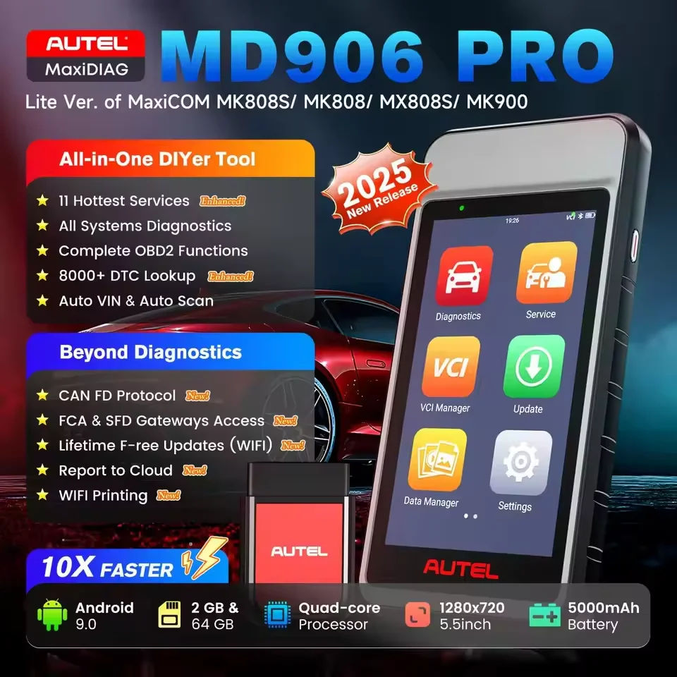 Autel MaxiDiag MD906 Pro Professional Scan Tool Enhanced Mode 6 Diagnostics All System AutoScan Support 11 Service Functions