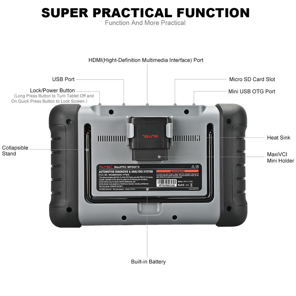 El escáner de diagnóstico de automóviles autoel maxipro mp808ts mp808z - TS mp808s - TS con función de servicio tpms y Bluetooth inalámbrico