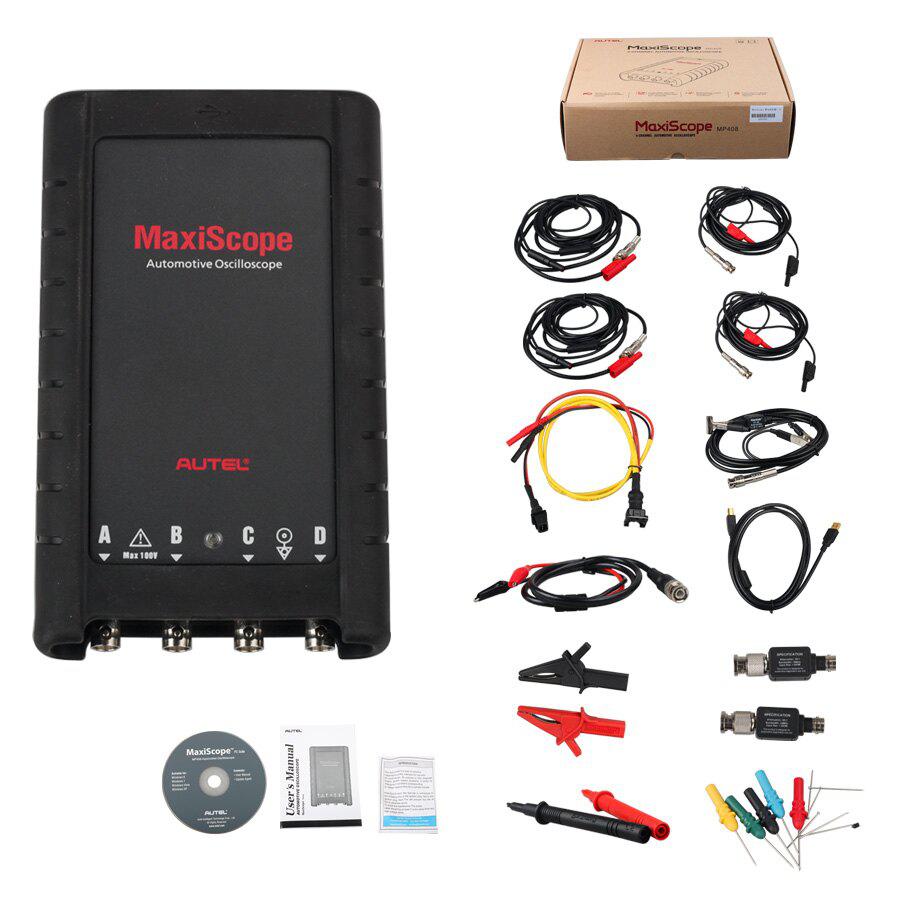 El kit básico de osciloscopio automotriz de 4 canales autoel maxiscope mp408 se utiliza con la herramienta maxisys