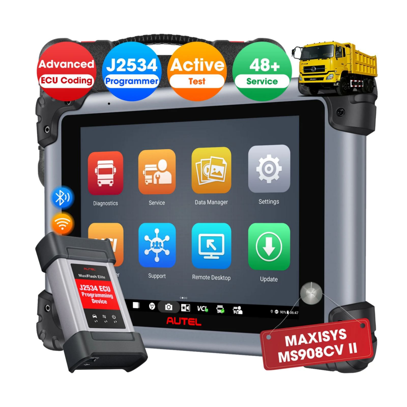 2024 Autel Maxisys MS908CV II Heavy Duty Truck Scanner with J2534 ECU Programming Diesel & Gasoline Scan Tool Upgraded Ver. Of MS908CV