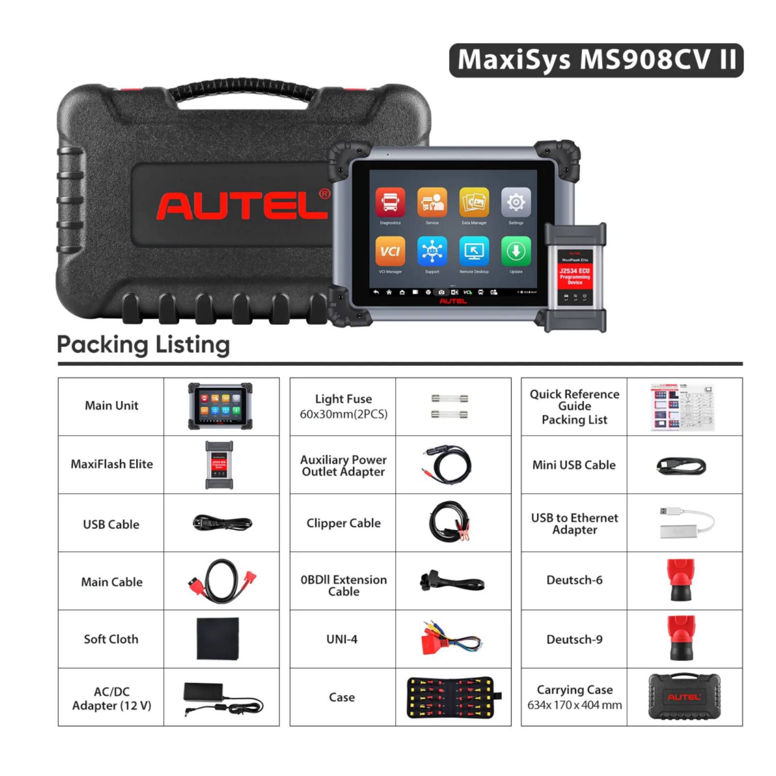 2024 Autel Maxisys MS908CV II Heavy Duty Truck Scanner with J2534 ECU Programming Diesel & Gasoline Scan Tool Upgraded Ver. Of MS908CV