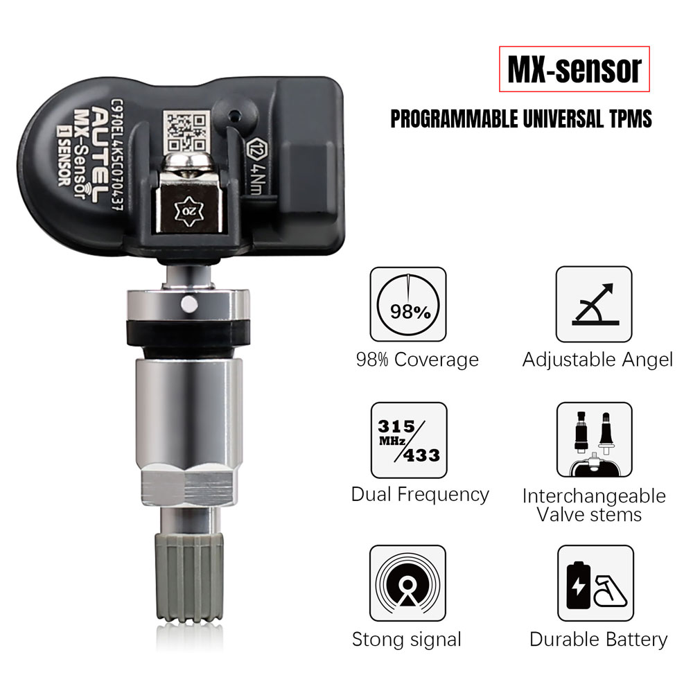 Cuatro sensores autoel MX - 315 MHz + 433 MHz 2 en 1 sensor tpms programable universal Metal / caucho