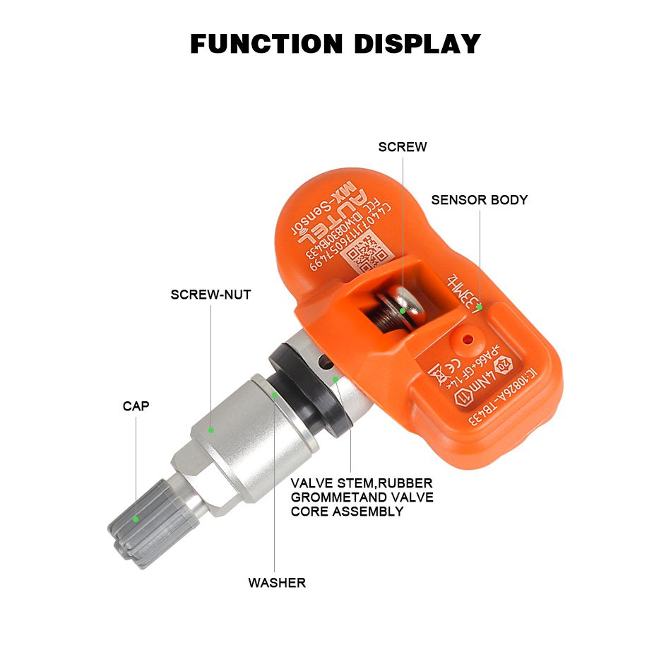 V4.09 autoel MX - sensor 433mhz sensor tpms universal programable dedicado a reemplazar el sensor de presión de los neumáticos