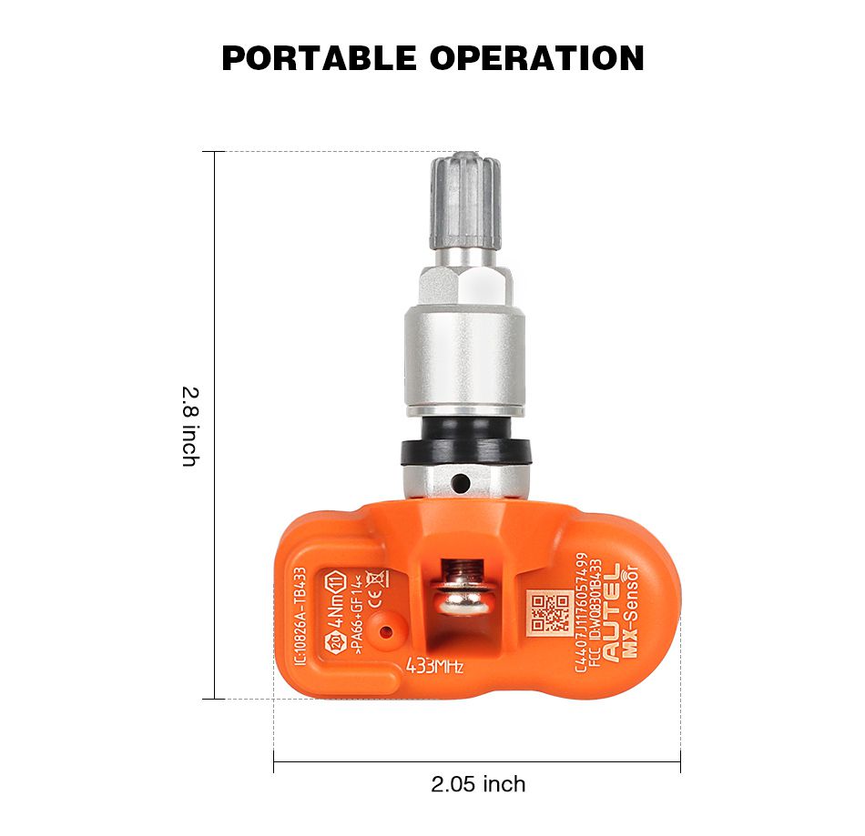 V4.09 Autel MX-Sensor 433MHZ Universal Programmable TPMS Sensor Specially Built for Tire Pressure Sensor Replacement