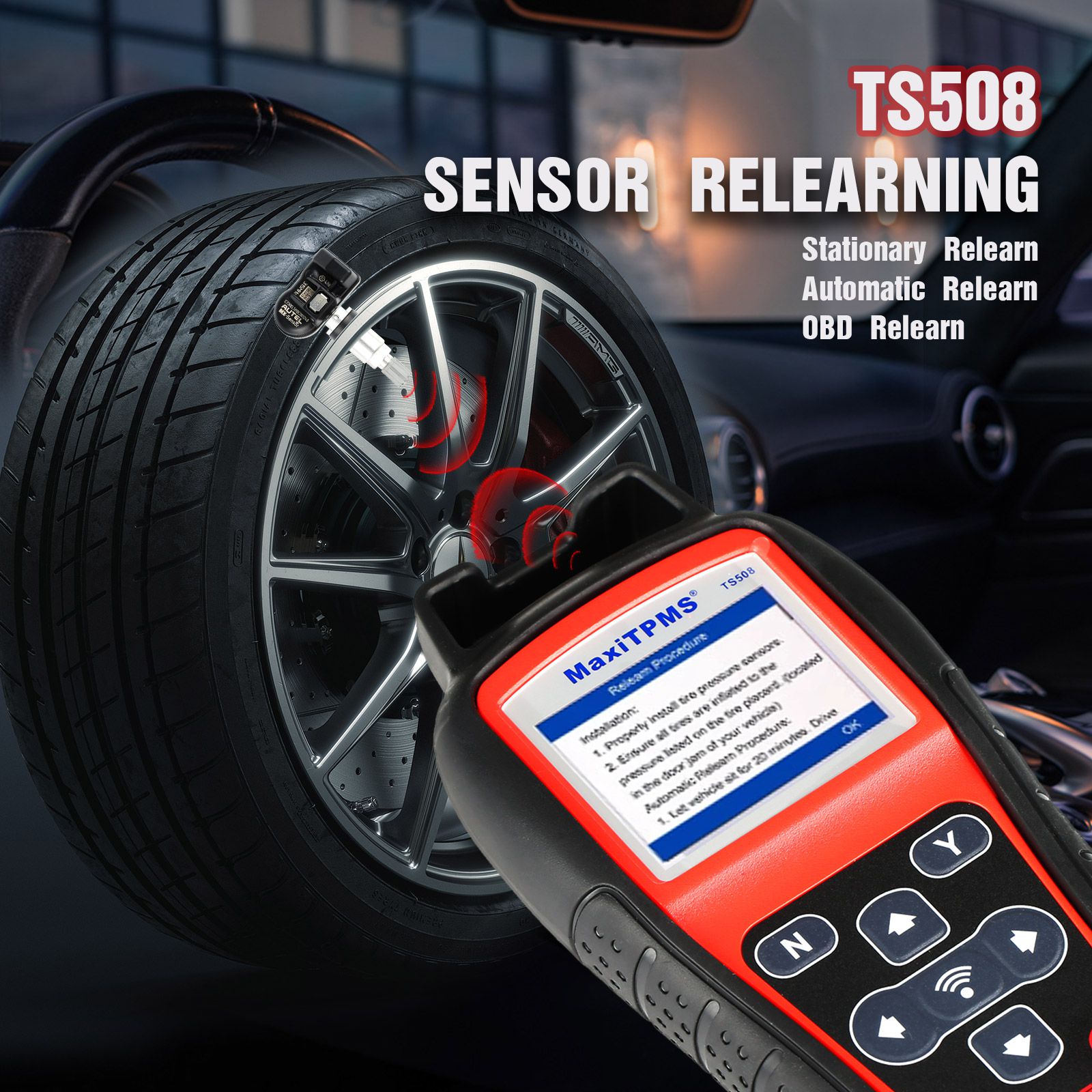El sistema de monitoreo de presión de neumáticos autoel maxitpms ts508k restablece la herramienta de reemplazo tpms con sensor 8pc