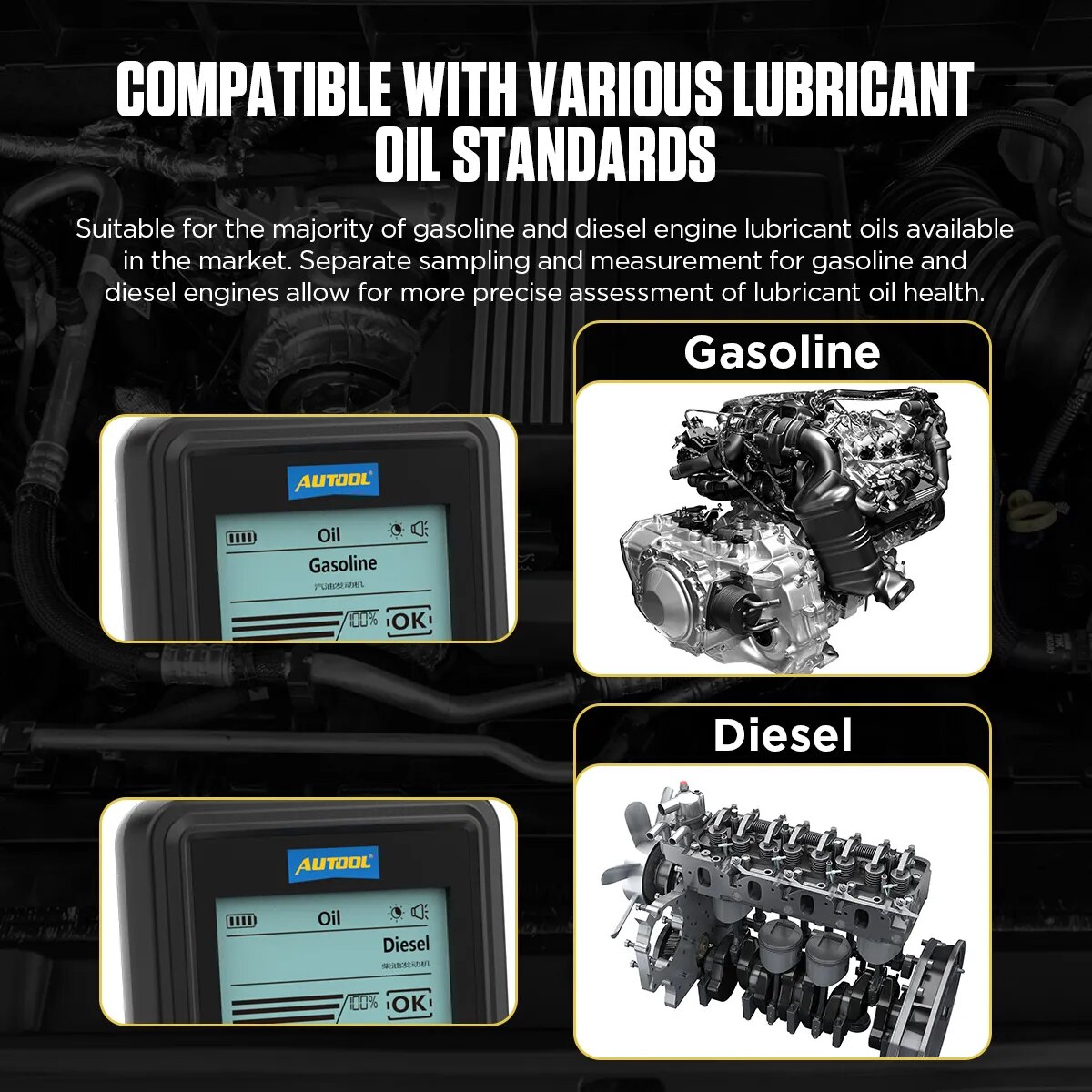 AUTOOL AS503 Engine Oil Tester with Digital Display for Auto Check Gasoline & Diesel Car Engine POA Oil Quality Repair Tools