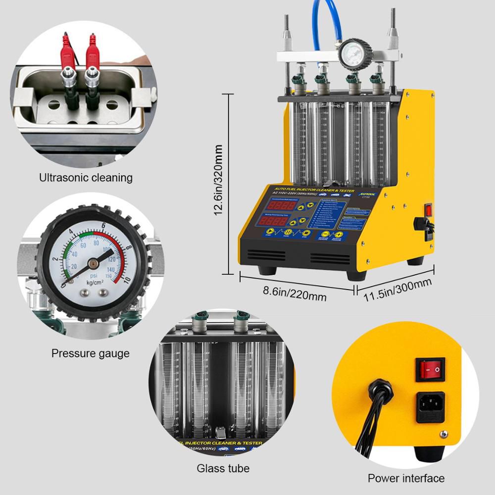 Autool ct150 limpiador detector de inyectores de combustible para automóviles detector de gasolina de inyectores de combustible ultrasónico detector de limpieza de 4 cilindros 110v 220V