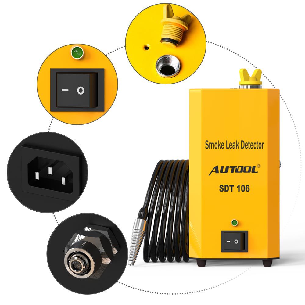 Autool SDT - 106 motocicleta / automóvil / todoterreno / detector de fugas de humo de camión detector de fugas de diagnóstico del sistema de tuberías