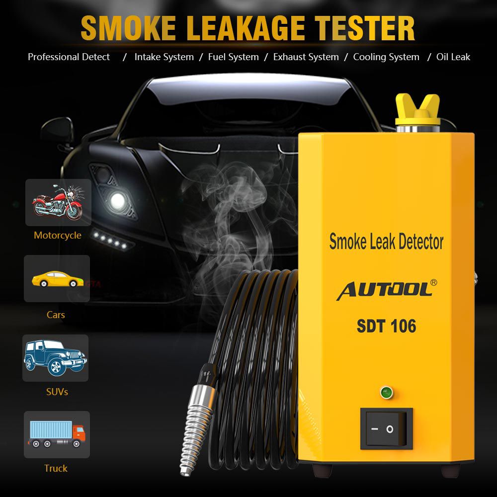 AUTOOL SDT-106 Diagnostic Leak Detector of Pipe Systems for Motorcycle/Cars/SUVs/Truck Smoke Leakage Tester