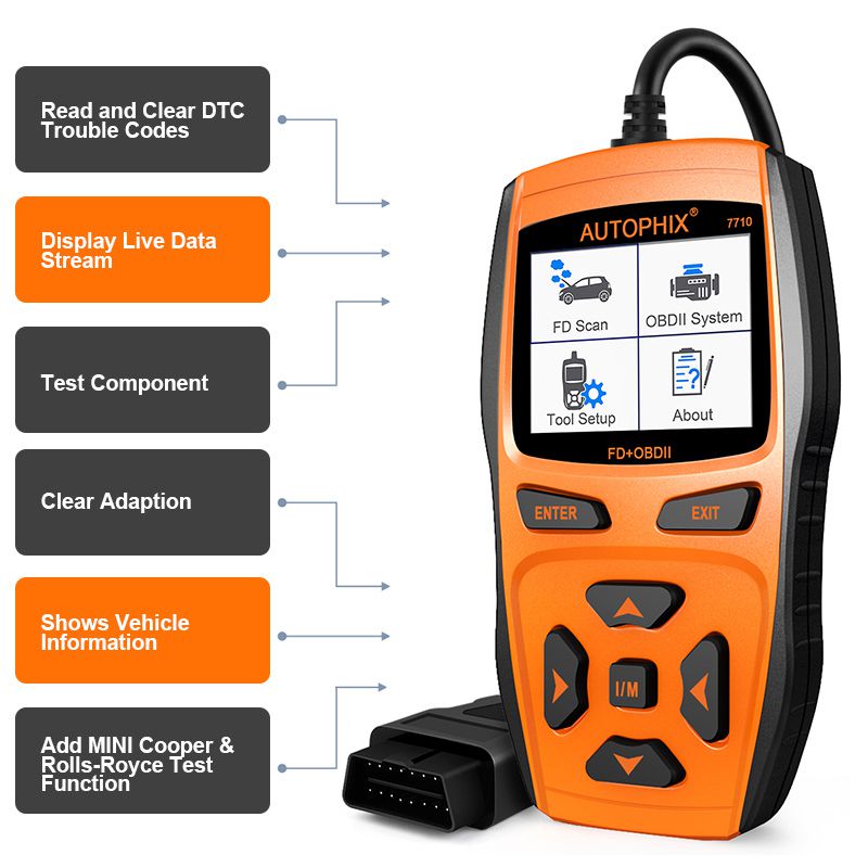 Autophix Automotive Diagnostic Tool 7710 OBDII OBD2 Scanner for Ford Car Engine Fault Code Reader +ABS SRS Airbag EPB Oil Reset