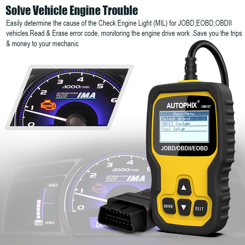 AUTOPHIX OM127 JOBD/OBDII/EOBD Universal Code Reader OBD2 Scanner