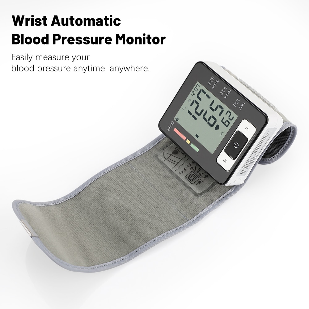 Medical Tensiome English Voice Cuff Wrist Sphygmomanometer Blood Presure Meter Monitor Heart Rate Pulse Portable Tonomete