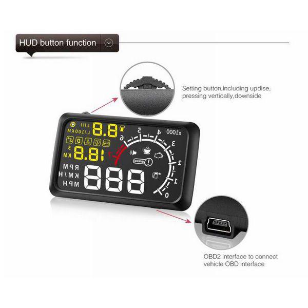 Bluetooth Version 5.5" X3 Large Screen Car HUD Head Up Display With Built-in ELM327 Module