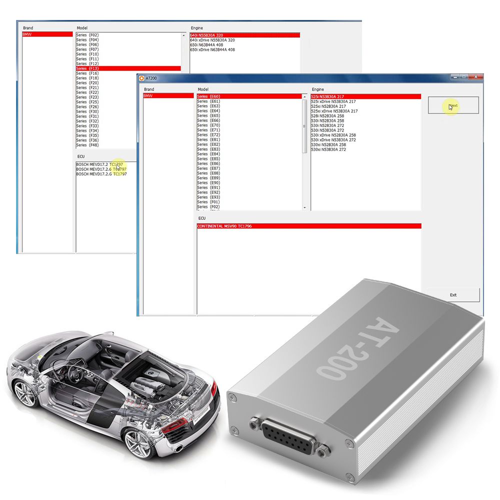 BMW at200 at - 200 v1.8.5, equipado con un programador de ECU totalmente habilitado y un lector isn OBD